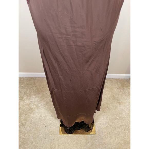 Reformation Provence Lace Trim Silk Cafe Brown Slip Maxi Dress Size 3X - Picture 6 of 9